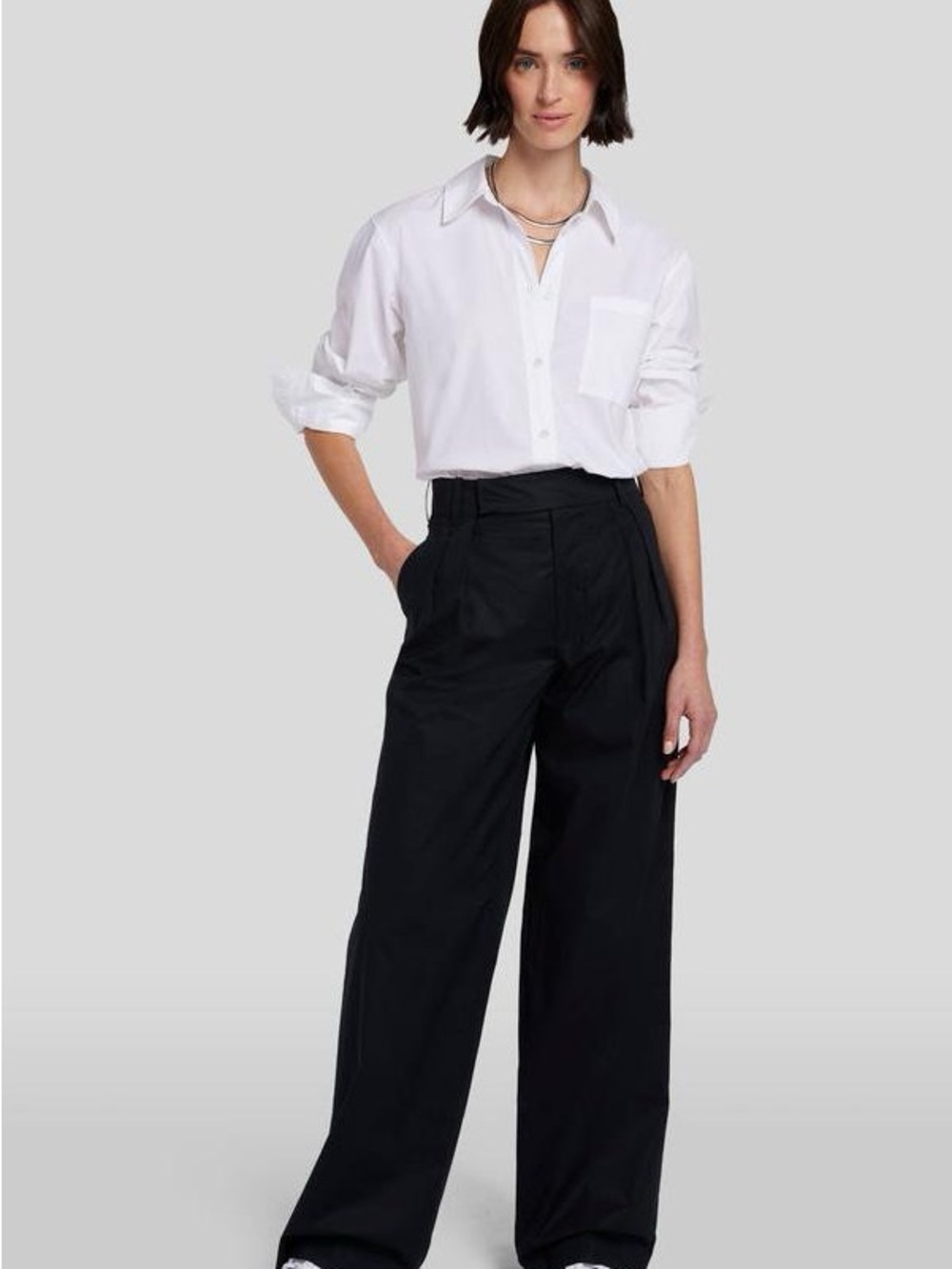 7 For All Mankind Pleated poplin cotton high waist wide leg Trousers  32 NWOT